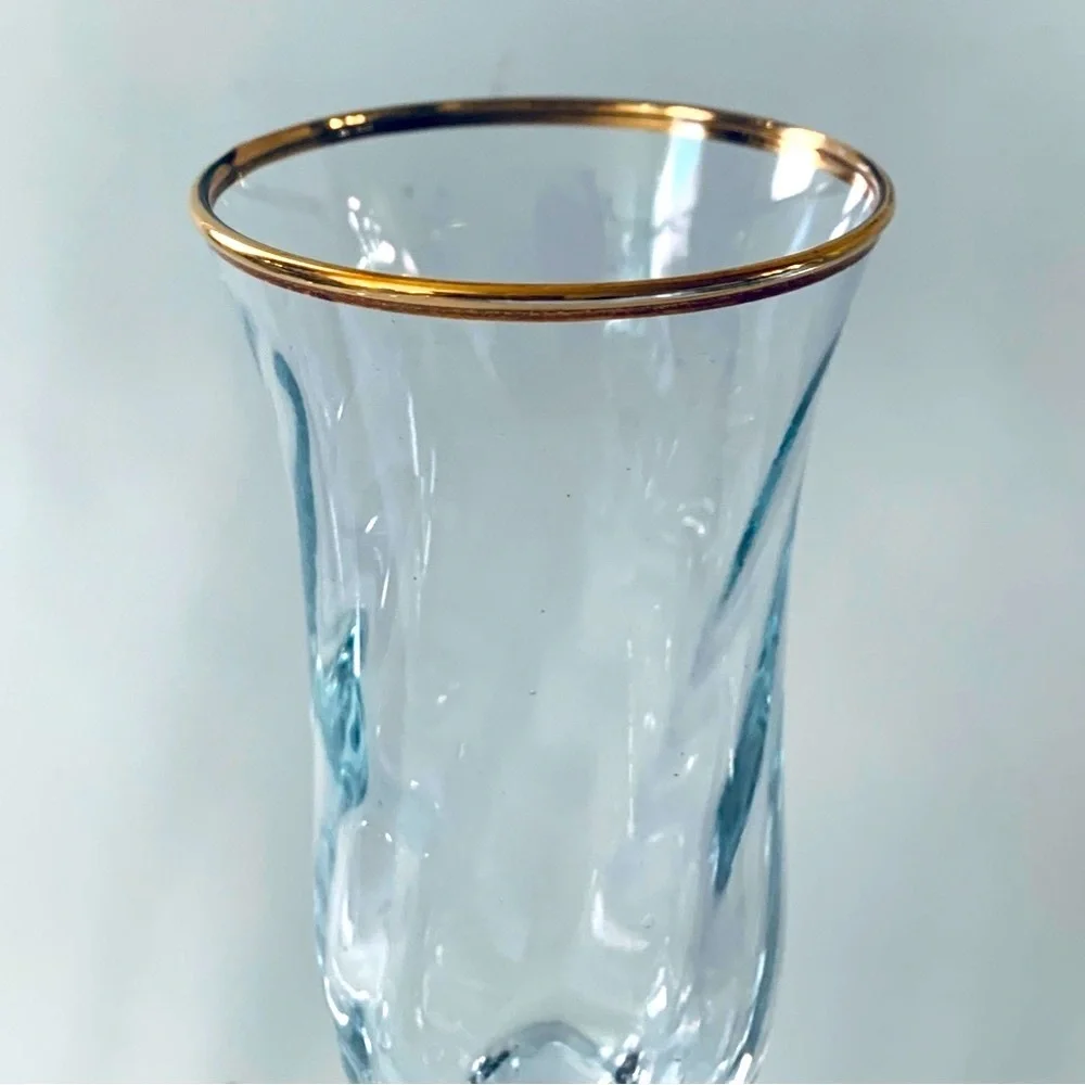 Hand Decorated 24 karat Gold 6 champagne flutes from Turkey